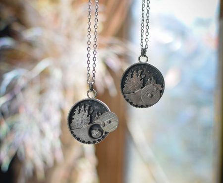 Médaillon fidget coulissant en argent renarde Martel & Enclume