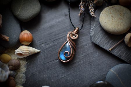 Pendentif ~Frost~ Labradorite & Cuivre