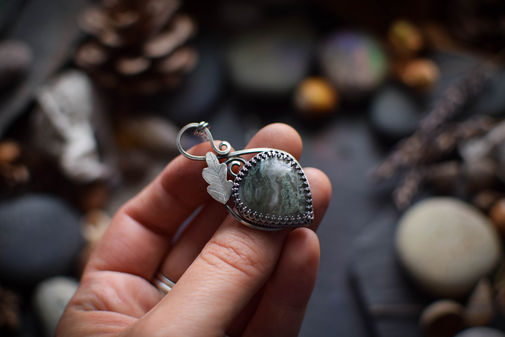 Pendentif ~Ivy~ Agate Mousse – Image 6