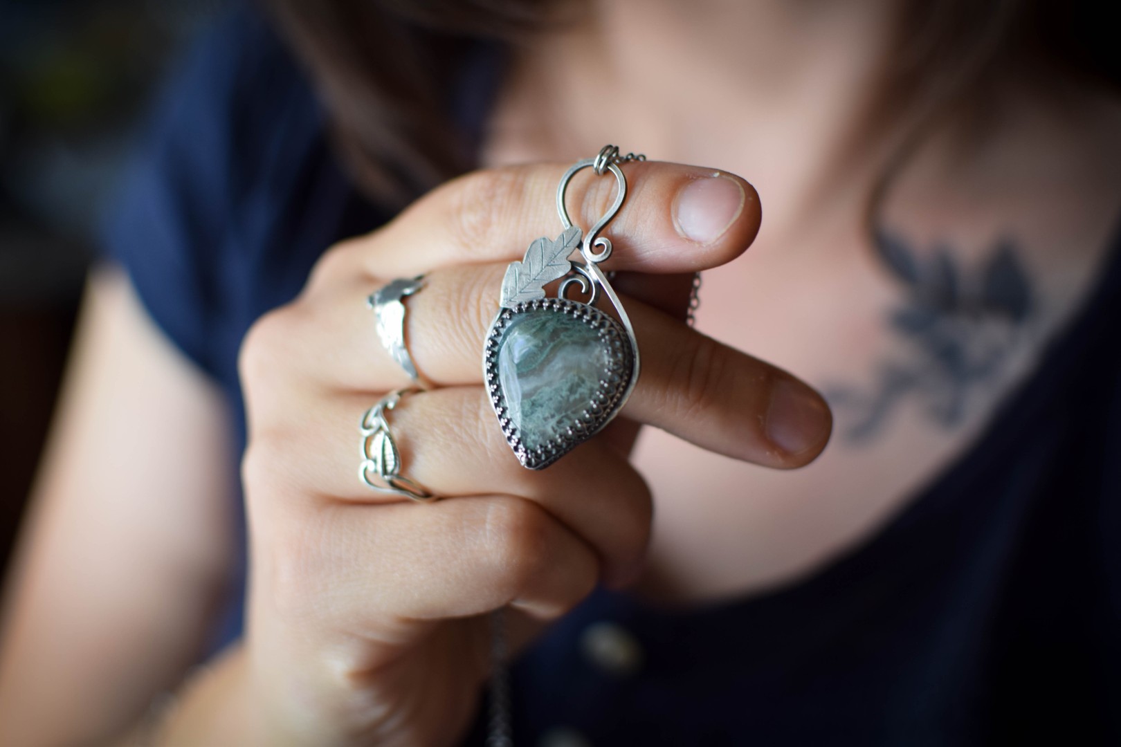 Pendentif ~Ivy~ Agate Mousse – Image 8