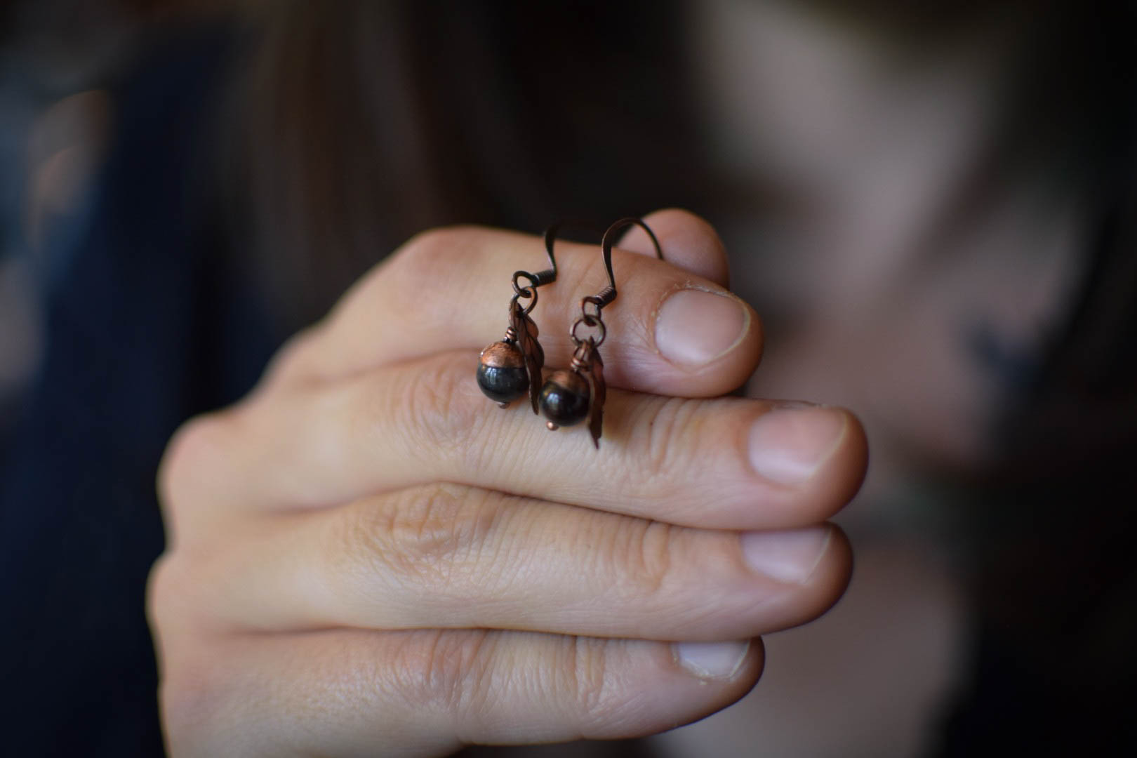 Boucles d'Oreilles ~Cupule~ agate – Image 4