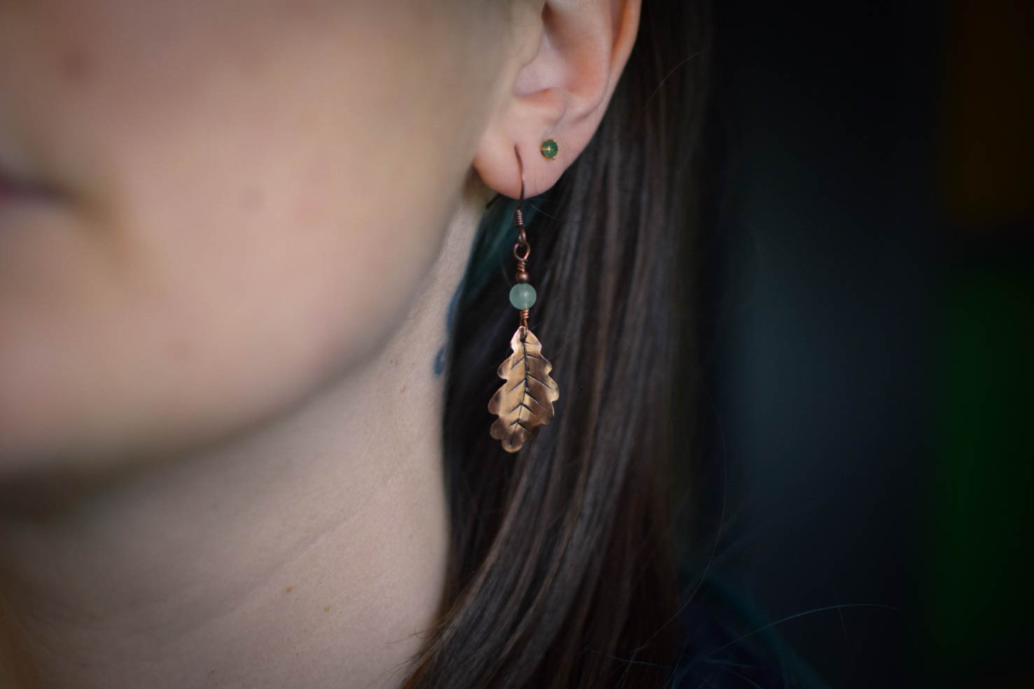 Boucles d'Oreilles ~Les feuilles de la Lorien~ aventurine – Image 2