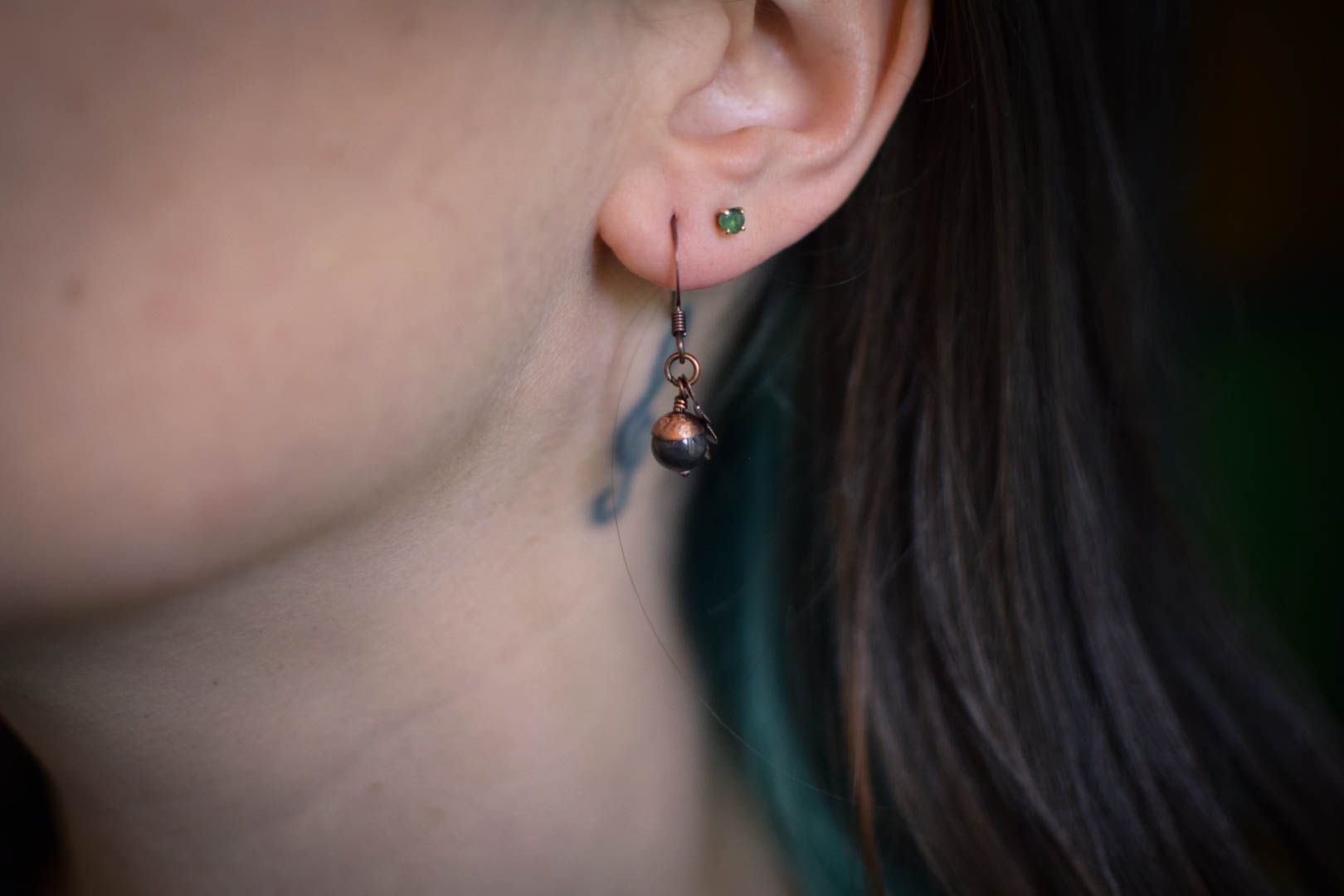 Boucles d'Oreilles ~Cupule~ agate – Image 2
