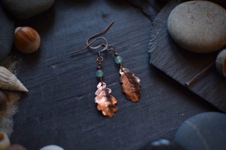 Boucles d'Oreilles ~Les feuilles de la Lorien~ aventurine