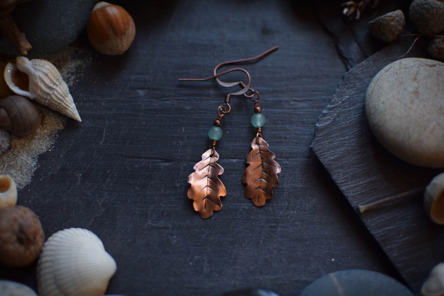 Boucles d'Oreilles ~Les feuilles de la Lorien~ aventurine – Image 5