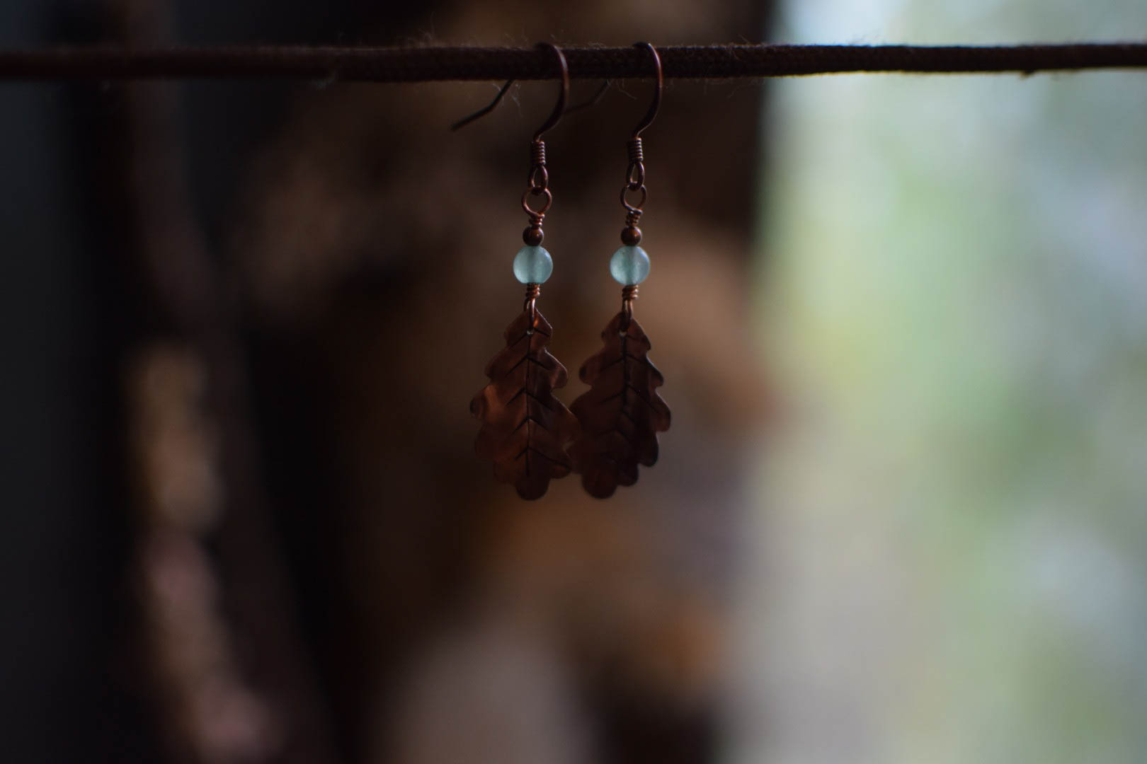 Boucles d'Oreilles ~Les feuilles de la Lorien~ aventurine – Image 3