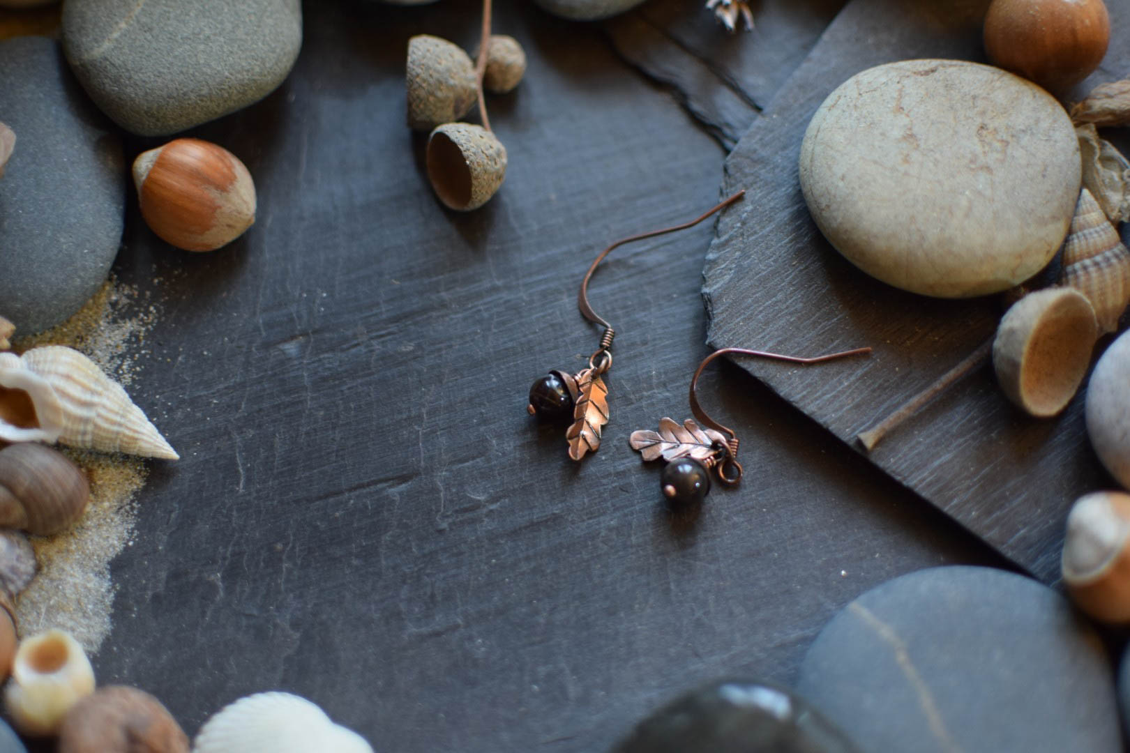 Boucles d'Oreilles ~Cupule~ agate – Image 5