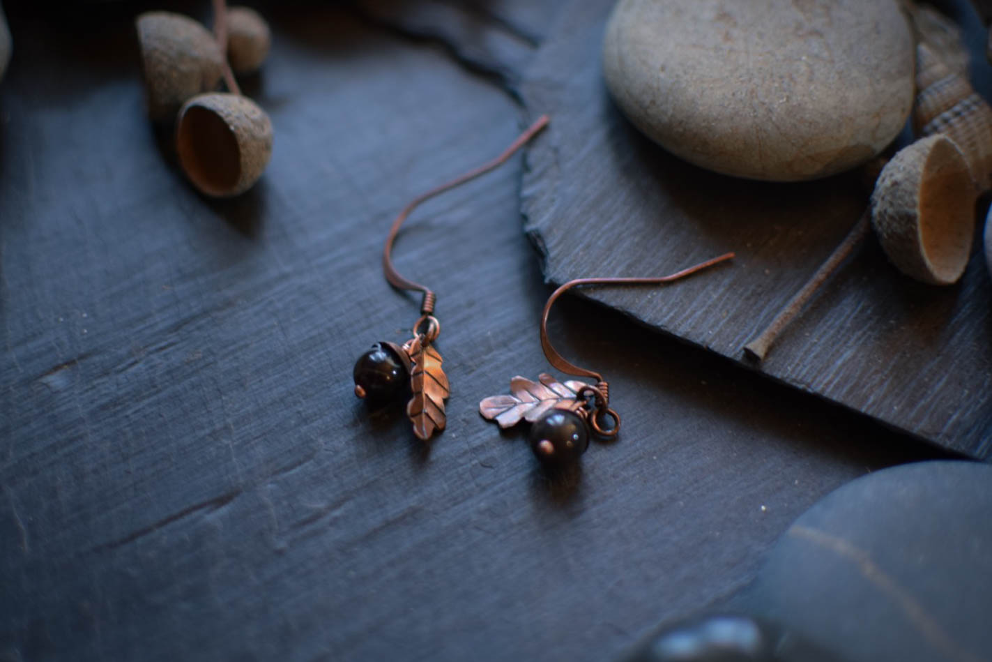 Boucles d'Oreilles ~Cupule~ agate