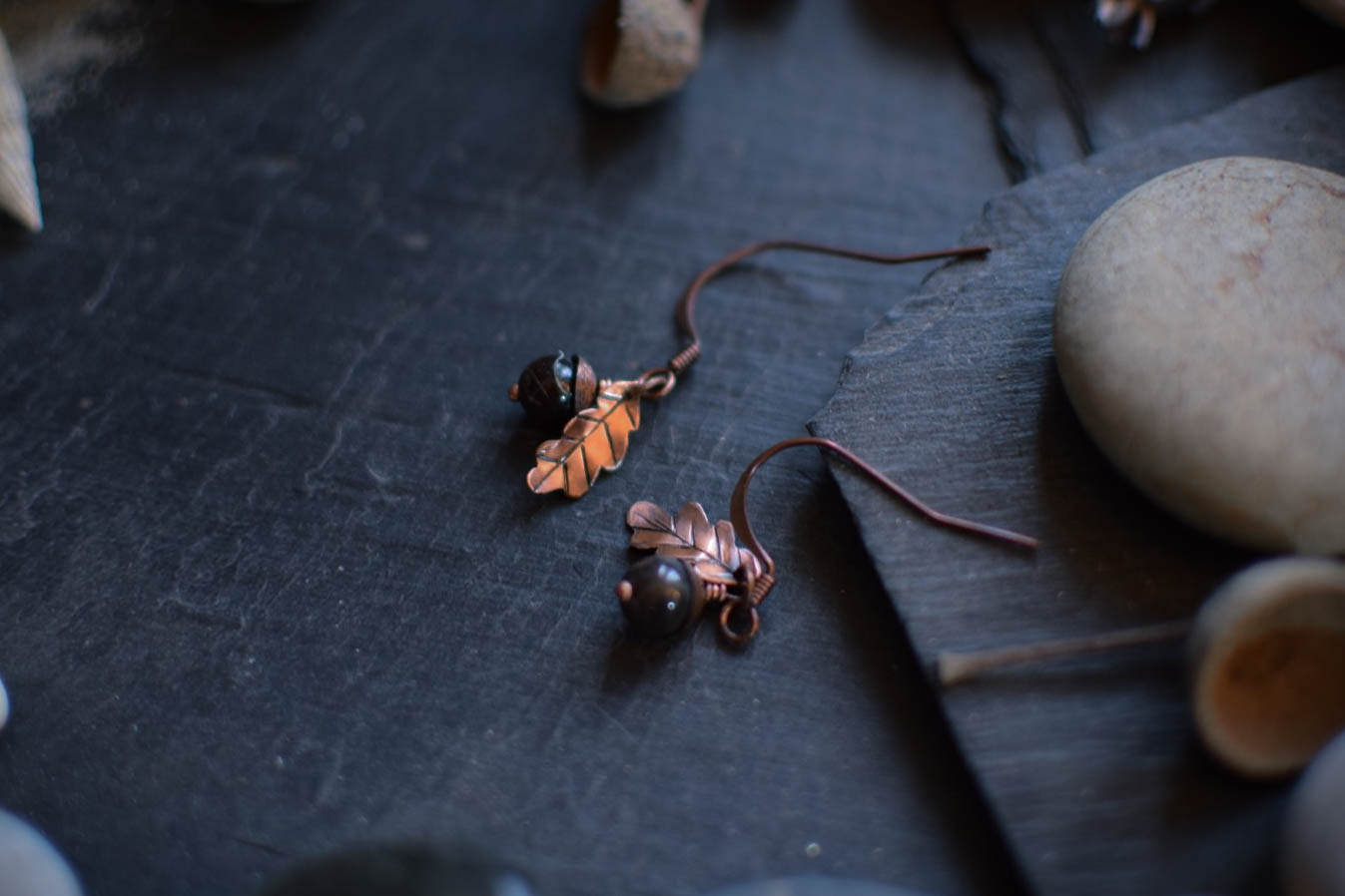 Boucles d'Oreilles ~Cupule~ agate – Image 3