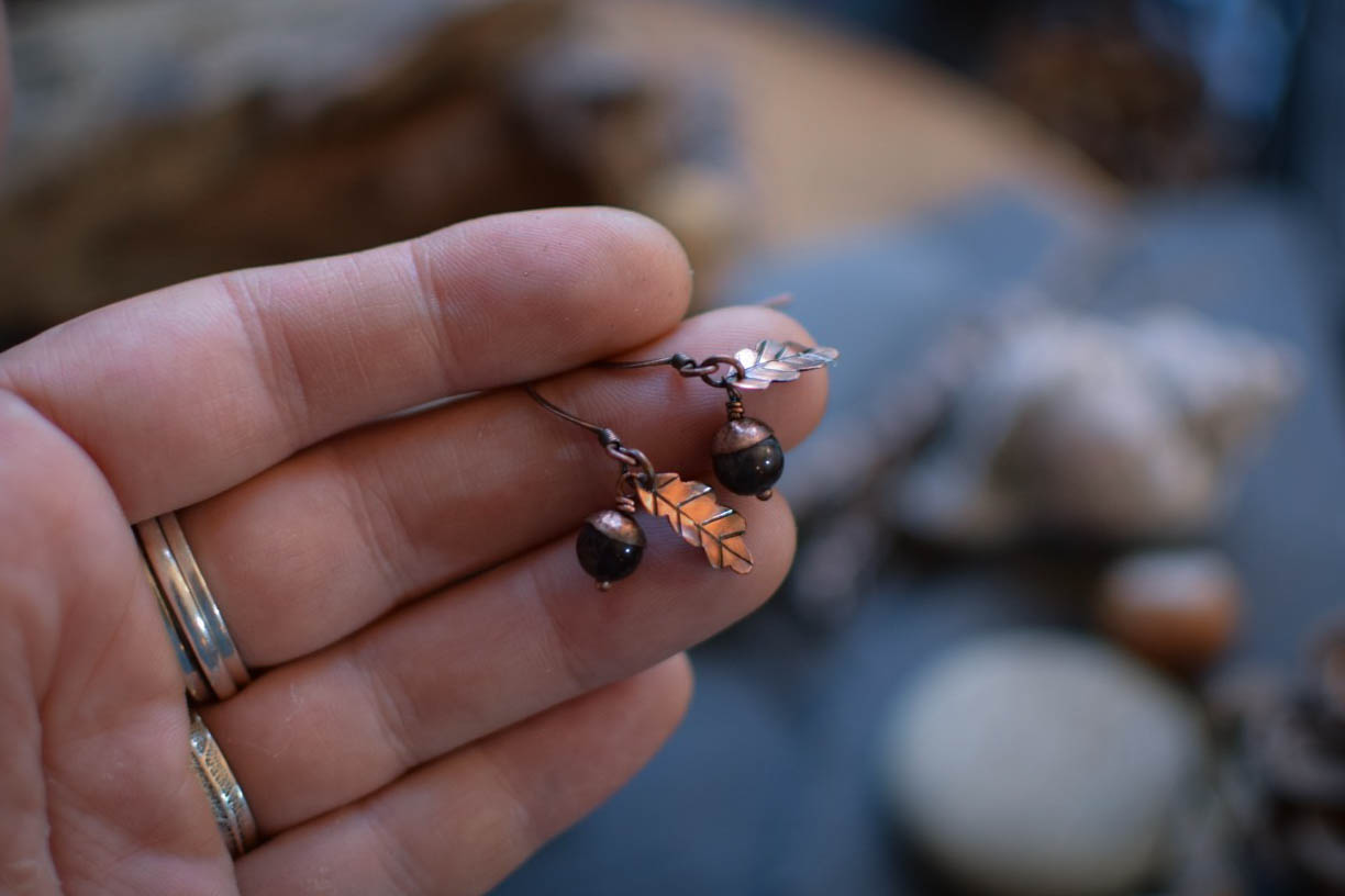 Boucles d'Oreilles ~Cupule~ agate – Image 6